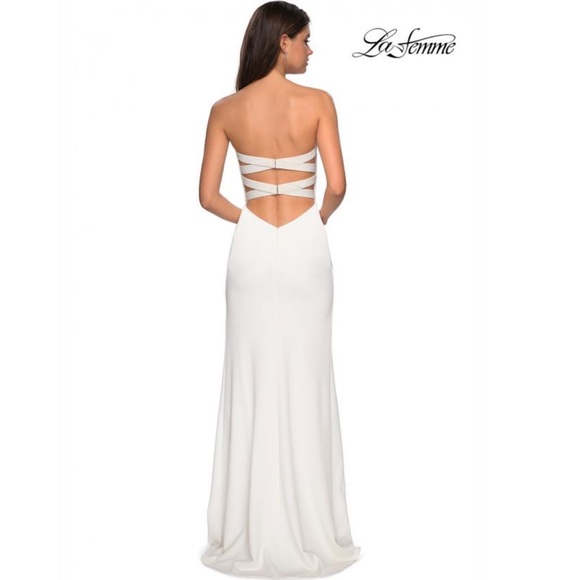 La Femme Strapless Evening Dress in White 27035 - Picture 2 of 13